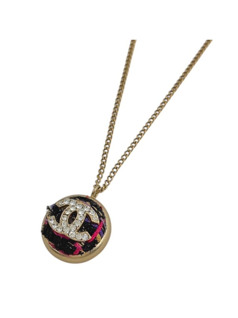 Chanel Necklace CC Logo Rhinestone Gold